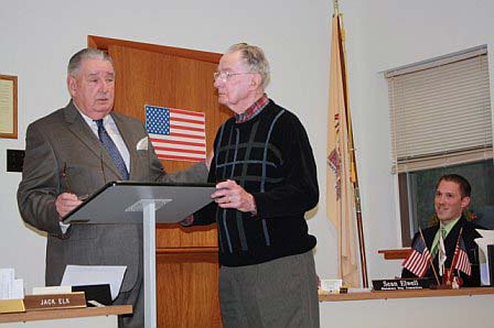 Sean at presentation of veteran's award